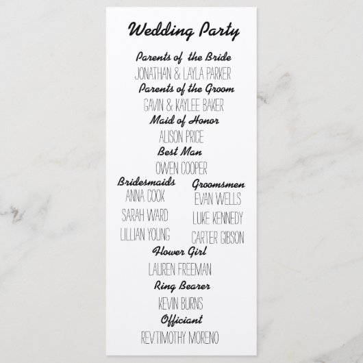 Rustic Kraft Wedding Programma Programmakaart (Achterkant)