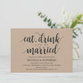 Rustic Kraft Wedding Rehearsal Dinner Invites Kaart (Staand voorkant)
