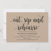 Rustic Kraft Wedding Rehearsal Dinner Invites Kaart (Voorkant)