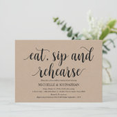 Rustic Kraft Wedding Rehearsal Dinner Invites Kaart (Staand voorkant)