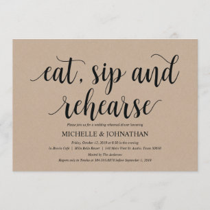 Rustic Kraft Wedding Rehearsal Dinner Invites Kaart