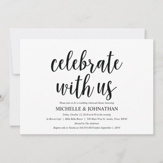 Rustic Kraft Wedding Rehearsal Dinner Invites Kaart (Voorkant)
