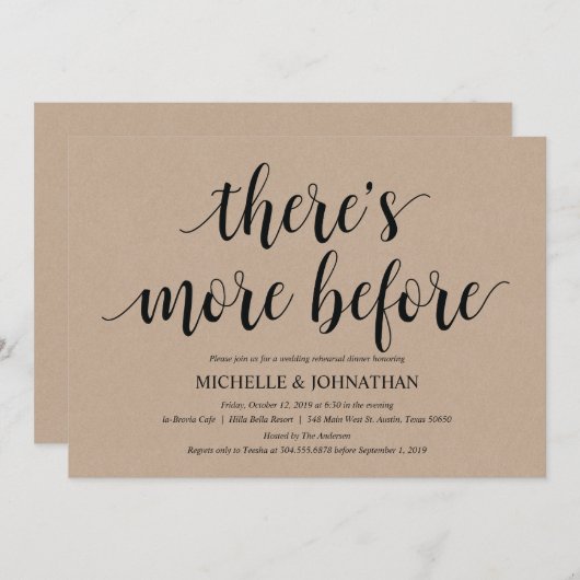 Rustic Kraft Wedding Repetitie Diner Uitnodigt Kaart (Voorkant / Achterkant)