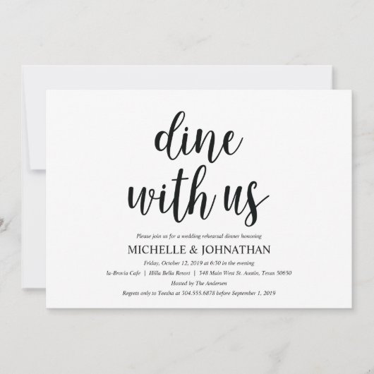 Rustic Kraft Wedding Repetitie Diner Uitnodigt Kaart (Voorkant)