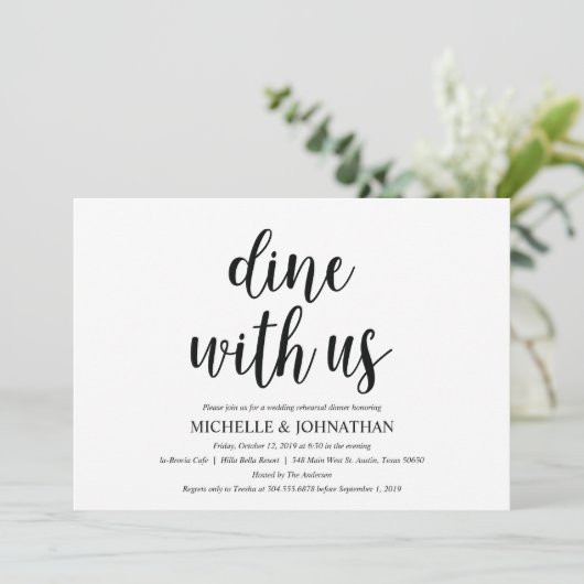 Rustic Kraft Wedding Repetitie Diner Uitnodigt Kaart (Staand voorkant)