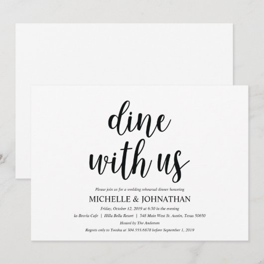 Rustic Kraft Wedding Repetitie Diner Uitnodigt Kaart (Voorkant / Achterkant)