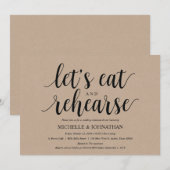 Rustic Kraft Wedding Repetitie Diner Uitnodigt Kaart (Voorkant / Achterkant)