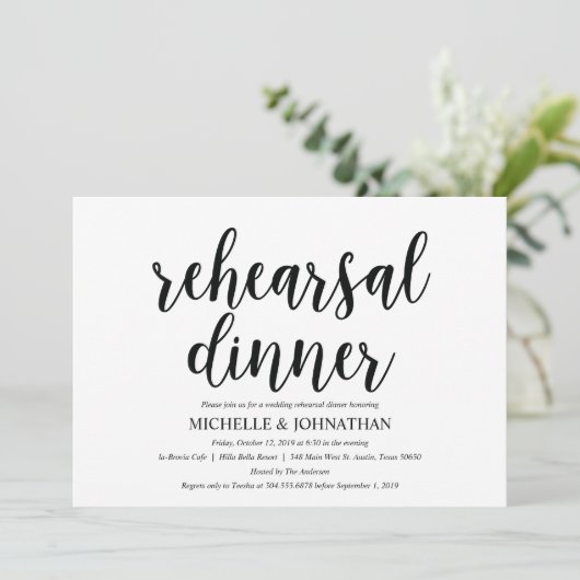 Rustic Kraft Wedding Repetitie Diner Uitnodigt Kaart (Staand voorkant)