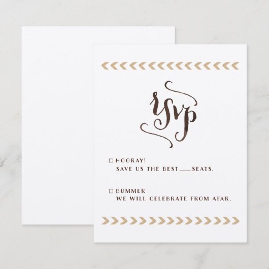 Rustic Kraft Wedding RSVP Kaarten (Voorkant / Achterkant)