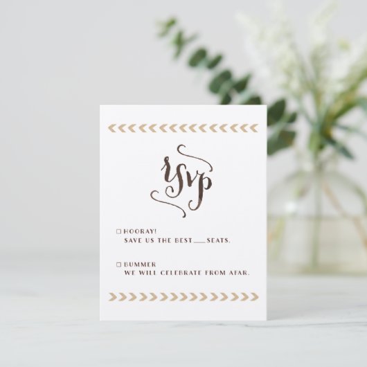 Rustic Kraft Wedding RSVP Kaarten (Staand voorkant)