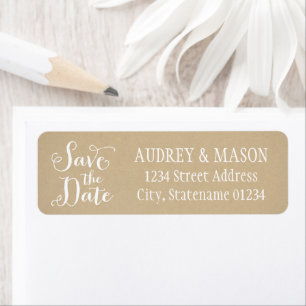 Rustic Kraft Wedding Save the Date Return Address Etiket