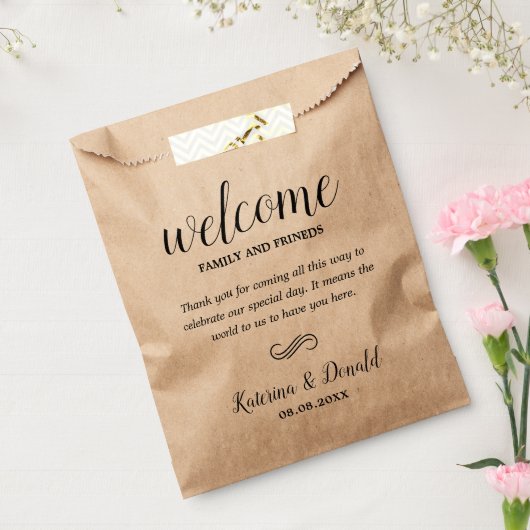 Rustic Kraft Wedding Welcome Favor Bags Bedankzakje (Gezegeld)
