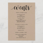 Rustic Kraft Wedding Welkom en reisschema Kaart (Achterkant)