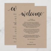 Rustic Kraft Wedding Welkom en reisschema Kaart (Voorkant / Achterkant)