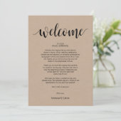 Rustic Kraft Wedding Welkom en reisschema Kaart (Staand voorkant)