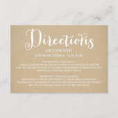 Rustic Kraft Wedding White Script Routebeschrijvin Informatiekaartje (Voorkant)
