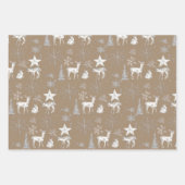 Rustic Kraft White Baby Doe Deer Silver Snowflakes Inpakpapier Vel (Voorkant 2)