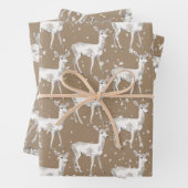 Rustic Kraft White Baby Doe rendieren Snowflakes Inpakpapier Vel (In situ)