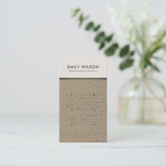 RUSTIC KRAFT WHITE DOT 3 STUD EARRING DISPLAY CARD VISITEKAARTJE (Staand voorkant)