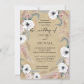 Rustic Kraft White Floral BOHO Pampas Grass Tropic Kaart (Voorkant)