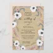 Rustic Kraft White Floral BOHO Pampas Grass Tropic Kaart (Voorkant / Achterkant)