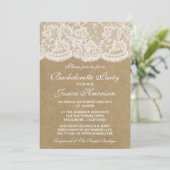 Rustic Kraft  White Lace Bachelorette Party Kaart