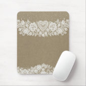 Rustic Kraft & White Lace Lacy Farmhouse Chic Muismat (Met muis)