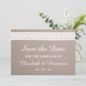 Rustic Kraft & White Lace Save the Date (Staand voorkant)