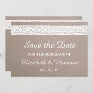 Rustic Kraft &  White Lace Save the Date