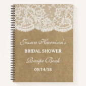 Rustic Kraft & White Lace Vrijgezellenfeest Recept Notitieboek (Voorkant)