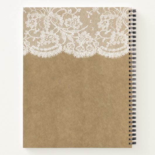 Rustic Kraft & White Lace Vrijgezellenfeest Recept Notitieboek (Achterkant)