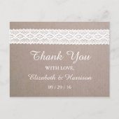 Rustic Kraft &  White Lace Wedding Briefkaart (Voorkant)