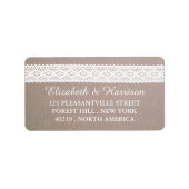 Rustic Kraft &  White Lace Wedding Etiket (Voorkant)