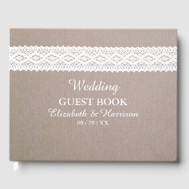 Rustic Kraft & White Lace Wedding Gastenboek