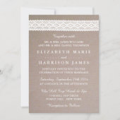 Rustic Kraft & White Lace Wedding Kaart (Voorkant)