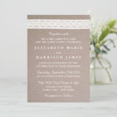 Rustic Kraft & White Lace Wedding Kaart (Staand voorkant)