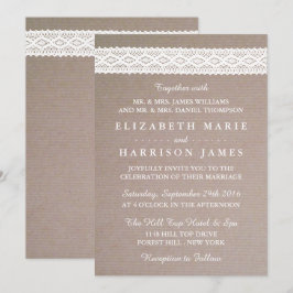 Rustic Kraft & White Lace Wedding Kaart