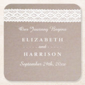 Rustic Kraft & White Lace Wedding Kartonnen Onderzetters (Voorkant)
