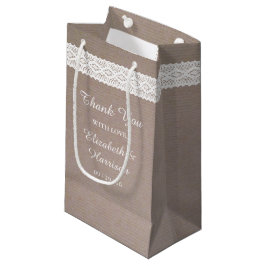 Rustic Kraft & White Lace Wedding Klein Cadeauzakje