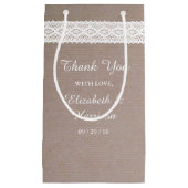 Rustic Kraft &  White Lace Wedding Klein Cadeauzakje (Voorkant)