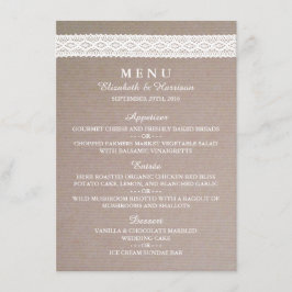 Rustic Kraft &  White Lace Wedding Menu