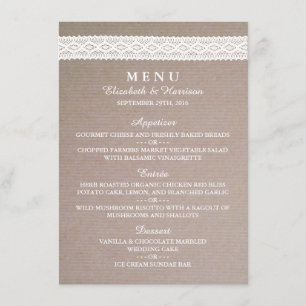 Rustic Kraft &  White Lace Wedding Menu