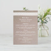 Rustic Kraft & White Lace Wedding Menu (Staand voorkant)