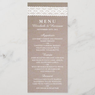 Rustic Kraft &  White Lace Wedding Menu