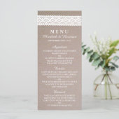 Rustic Kraft &  White Lace Wedding Menu (Staand voorkant)