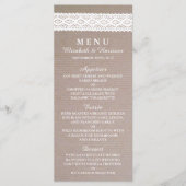 Rustic Kraft & White Lace Wedding Menu (Voorkant)