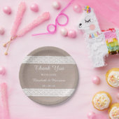 Rustic Kraft &  White Lace Wedding Papieren Bordje (Feest)