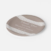 Rustic Kraft &  White Lace Wedding Papieren Bordje (Gekanteld)