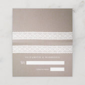 Rustic Kraft &  White Lace Wedding Plaatskaartje (Buitenkant ongevouwen)