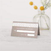Rustic Kraft &  White Lace Wedding Plaatskaartje (Voorkant)